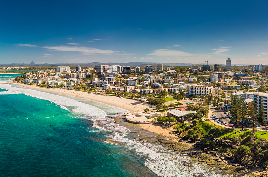 An ariel view of Caloundra