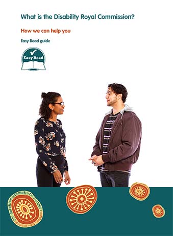 Two people facing each other with First Nations branding