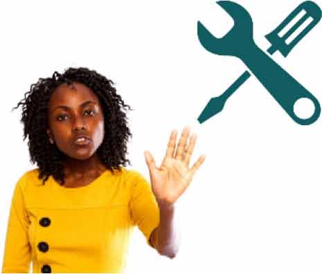 Woman with her hand up in a stop motion