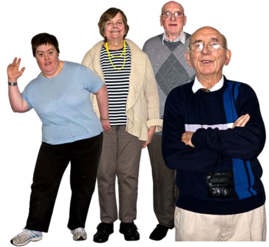 A goup of people smiling and posing for the camera
