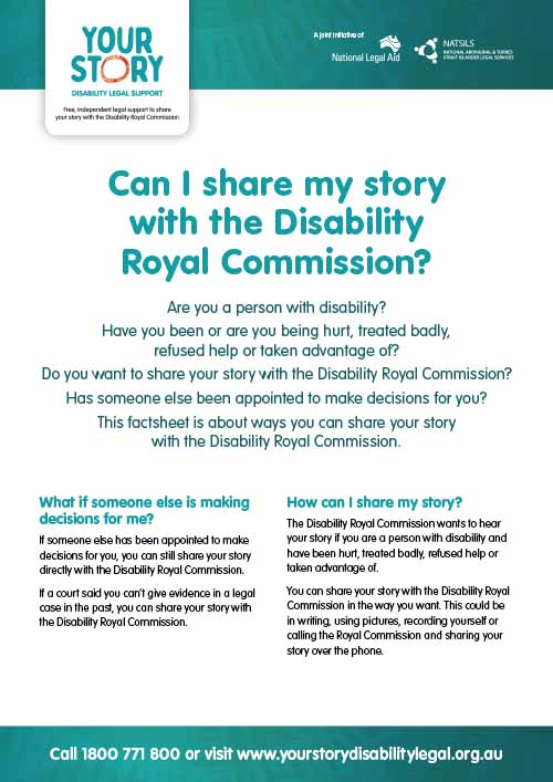 Can I share my story with the Disability Royal Commission? Factsheet thumbnail