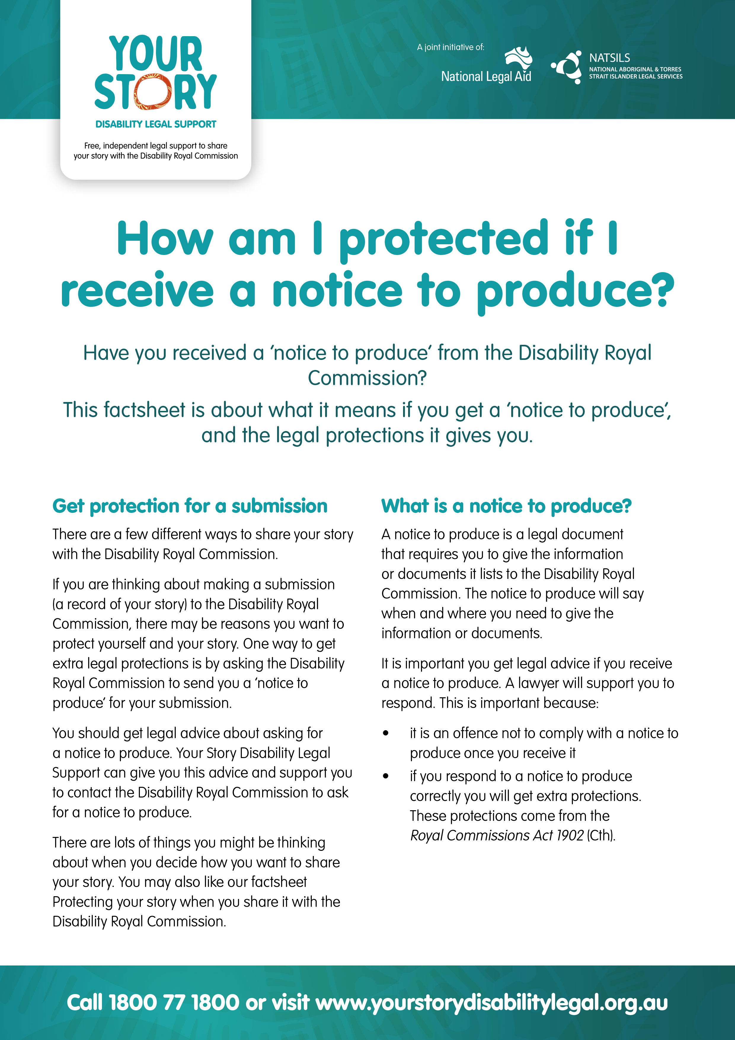 How am I protected if I receive a notice to produce? Factsheet thumbnail